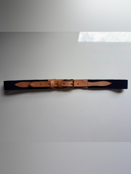 Polo by Ralph Lauren Genuine Leather, Gold and Navy Canvas Belt, 36 / 90 main image 7